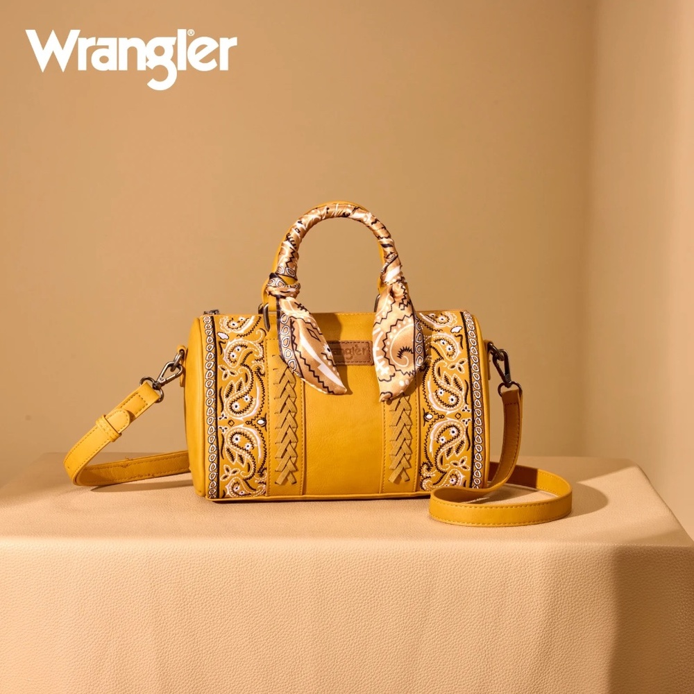 Wrangler Bandana Paisley Print Barrel Crossbody - Yellow